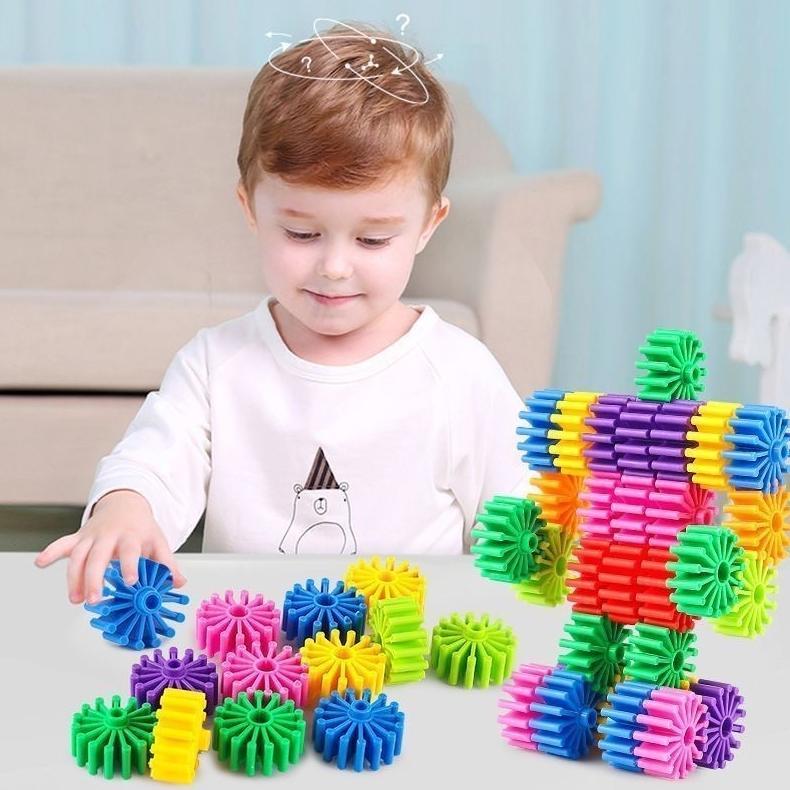 Hot Product Haha Toy 128Pcs Diy Gear Puzzle Balok Susun Mainan Edukasi Anak Building Block Gears Puz