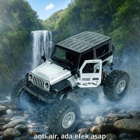 Hot Product Mobil Jeep Remote Control Rc Offroad 1:20 Anti Air Dengan Efek Asap, Lampu Led & Ban Kar