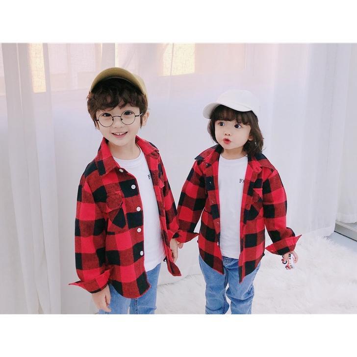 new the familly couple flannel kotak lengan panjang kemeja kotak kotak keluarga baju couple ayah ibu