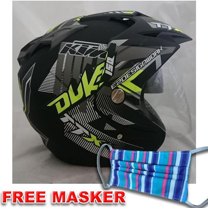 Terlaris 11.11 Helmet Double Visor Dua Kaca Helem Duke Doff  Helm [Ao]