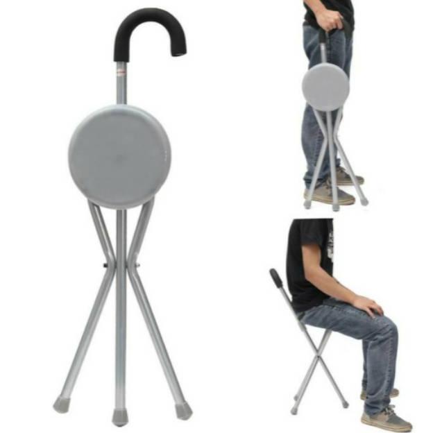 Terlaris Tongkat Duduk / Alat Bantu Jalan Orang Tua / Tongkat Kursi / Kursi Lipat [Ao]