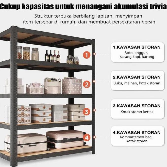 BRAGANZ CZ- Rak besi siku 5 susun Rak gudang Rak Besi Susun Serbaguna rak gantung rak obat obatan 30