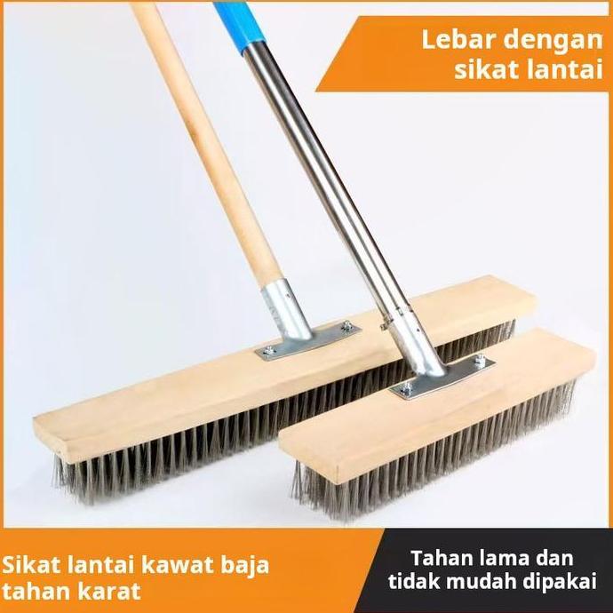 CIARY Sikat kawat stainless steel pegangan panjang kawat baja sikat pencucian lantai sikat pegangan 