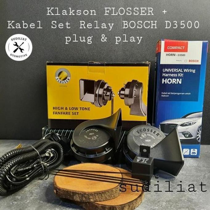 KLAKSON FLOSSER GERMANY + KABEL SET KLAKSON UNTUK MOBIL / MOTOR