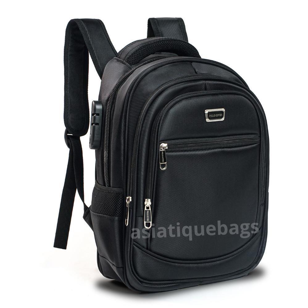 NEW DEALS Tas Ransel Pria 15 Inch  POLO GIVES- Gratis Raincover, Kabel USB, dan Kunci Tas