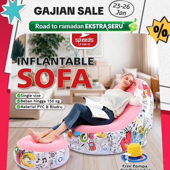 Promo SPEEDS Sofa Angin Santai Dengan Sandaran Kaki Inflatable Sofa Lay Bag Indoor Sofa Santai Sofa 