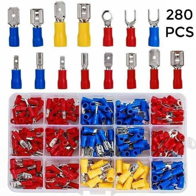 RAMADHAN_GROSIR - SKUN TERMINAL GEPENG SAMBUNGAN KABEL INSULATED CONNECTOR MALE FEMALE 280 PCS - GB2