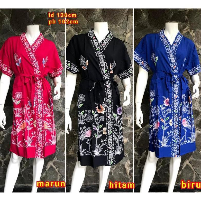 DASTER KIMONO KENCANA UNGU LEBEL HITAM BAJU MANDI WANITA MODEL JEPANG  KI THA CHI