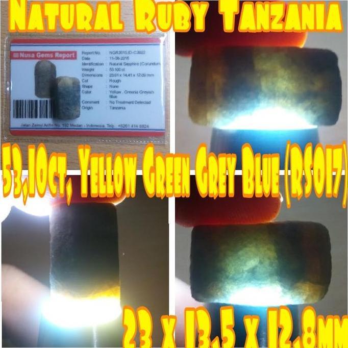 ~@~@~@~@] 53,10ct, Natural Yellow - Green - Grey - Blue Sapphire Tanzania (RS017
