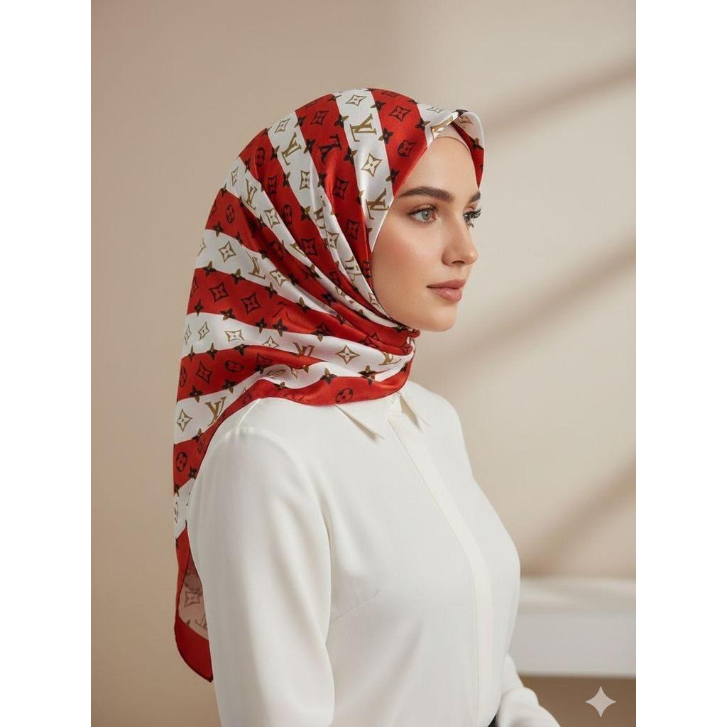 Hijab / Kerudung Segiempat Voal Premium Terbaru Motif Alisha Standar Lasercut