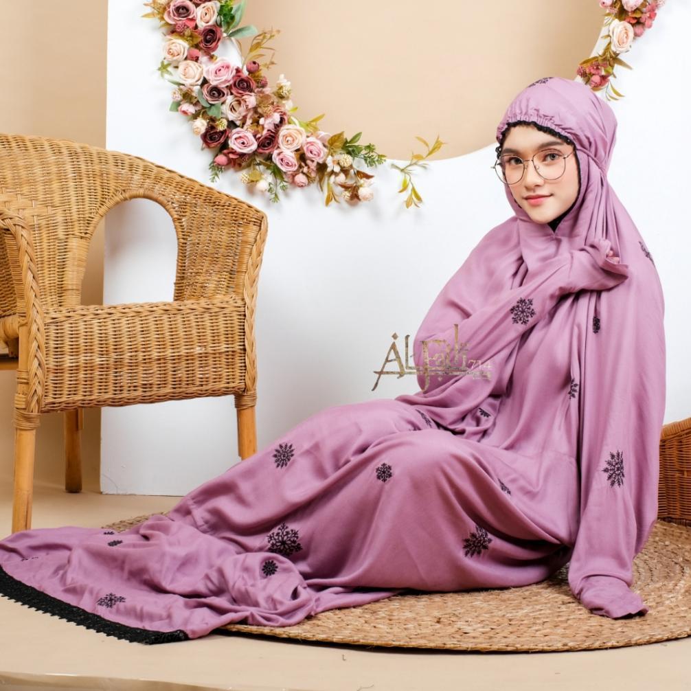 Grosir Alfath714 - Mukena Terusan Dewasa Bordir Putri Salju Mukenah Lajuran