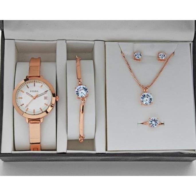 begi_goedang - jam tangan wanita fossil paket plus gelang cincing anting kalung