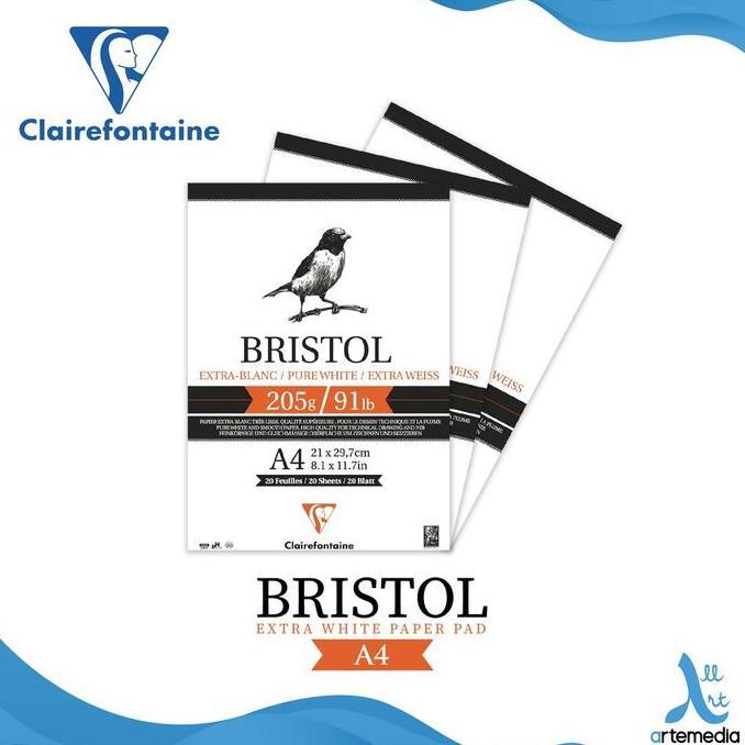 -BN- Clairefontaine Bristol A4 Extra White Paper Pad Kertas Gambar