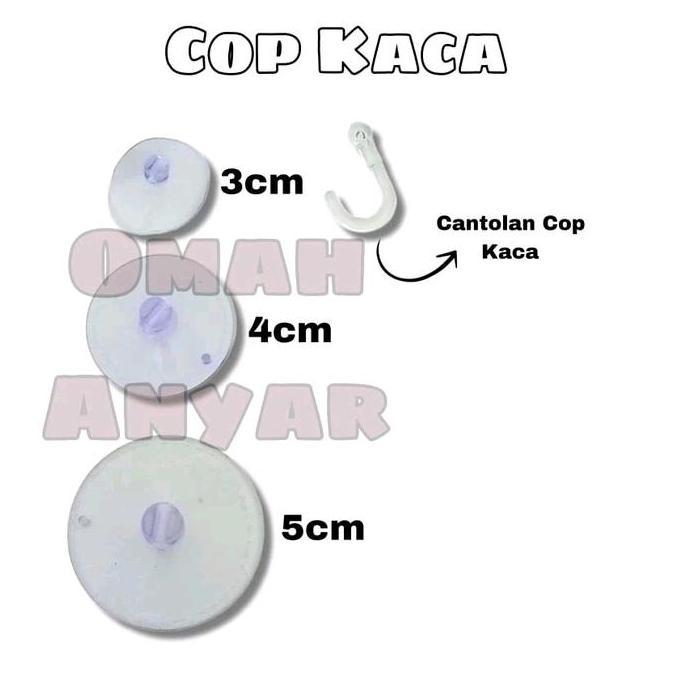 ~~~] 5PCS Karet Ambalan Cop Kaca Tipis Cantolan Bulat Kaca Uk 3,4, 5 CM