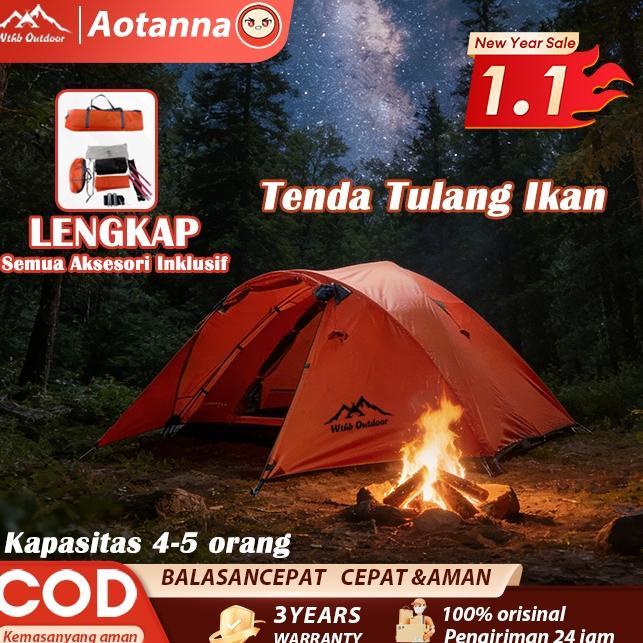 Tenda Dome Camping Tenda Compass Fiber 5-6 Orang Double Layer Tenda Compas Fibre Waterproof Tenda Lw