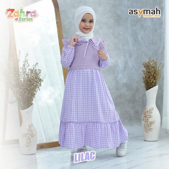ASYMAH HOME DRESS - GAMIS ANAK PEREMPUAN KOTAK-KOTAK MIX KNIT ZAHRA SERIES Ready