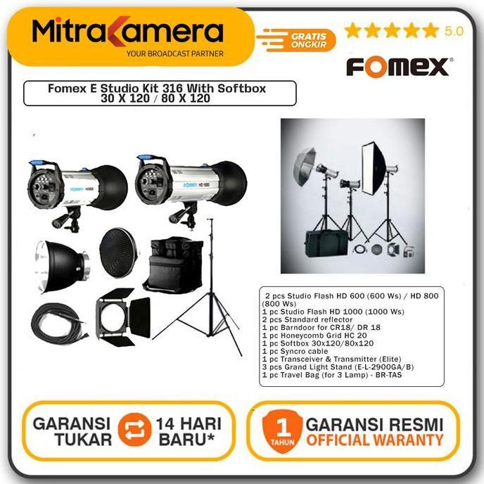 MVRA Fomex E Studio Kit 316 With Softbox 30 X 120 / 80 X 120