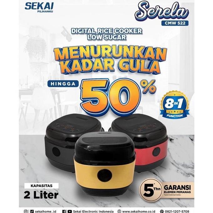 TERLARIS - Sekai Magic Rice Cooker Low Sugar Low Carbo CMW522 CMW 522 2L Digital
