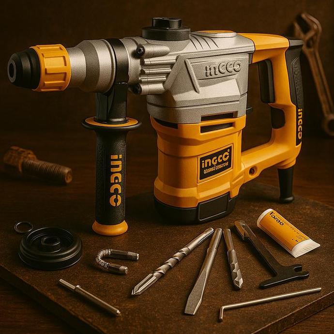 PHIMO INGCO RH10506 Bor Rotary 1050W 26mm 3 Mata Bor & 2 Chisel untuk Pengeboran Beton Batu Bata RH1