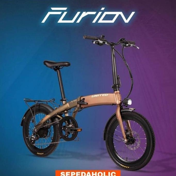 Terlaris Sepeda Lipat Listrik United Furion Electric E Bike Folding 20 Inch