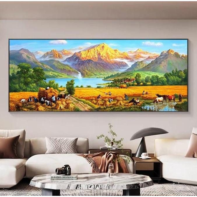 Terlaris Lukisan Porcelain Pemandangan Padi Gunung Sawah 5D Diamond Painting