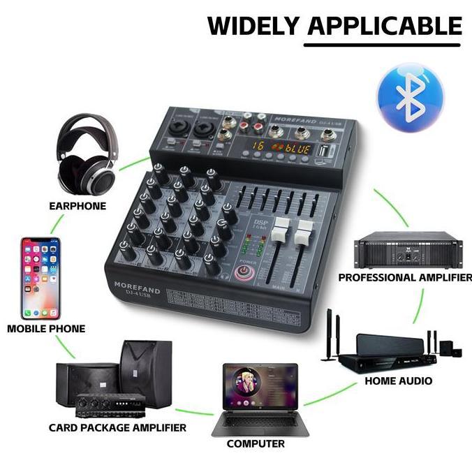 Raden_Stroom - Morefand Mixer Dj 4/6/8 Saluran, Mixer Audio Amplifier Profesional, Output Stereo, Fu