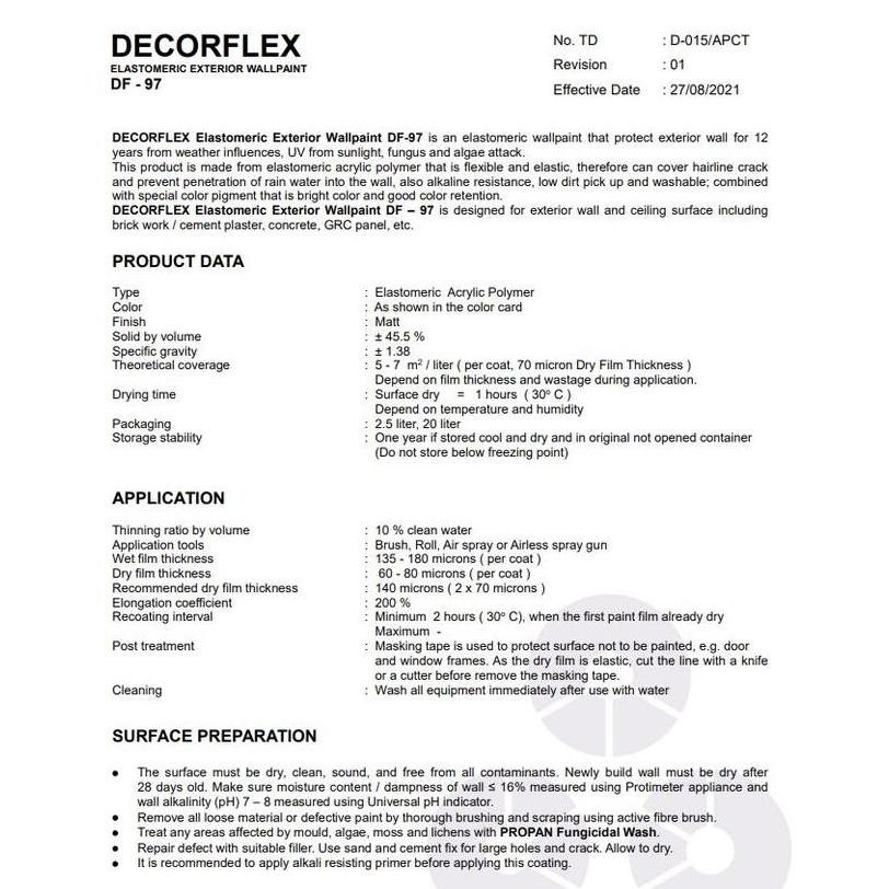 Cat Tembok PROPAN DECORFLEX DF-97 (White 9101) 2.5 Liter