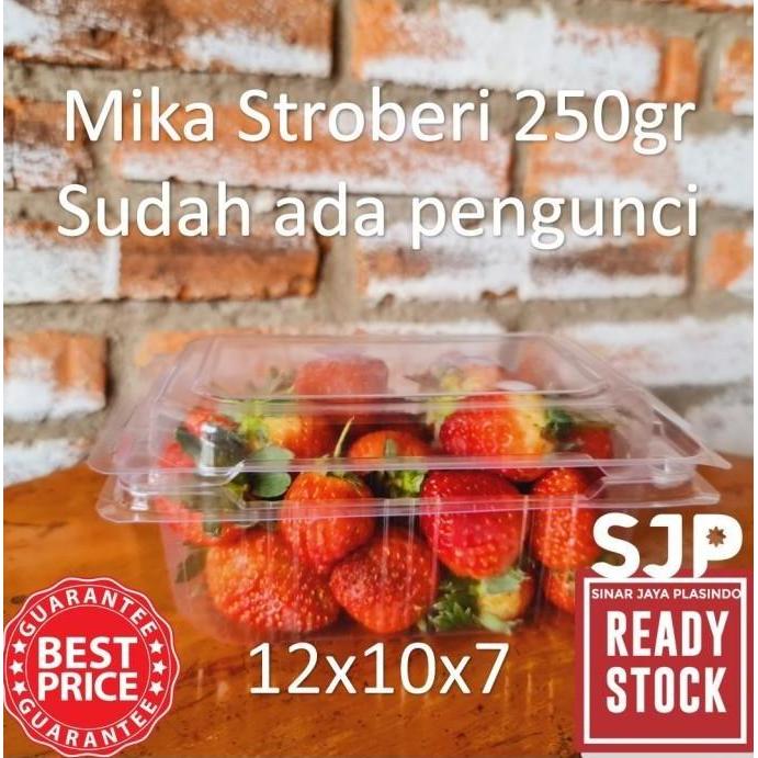Mika buah strawberry 250 gr|Mika stroberi 250 gr ada pengunci