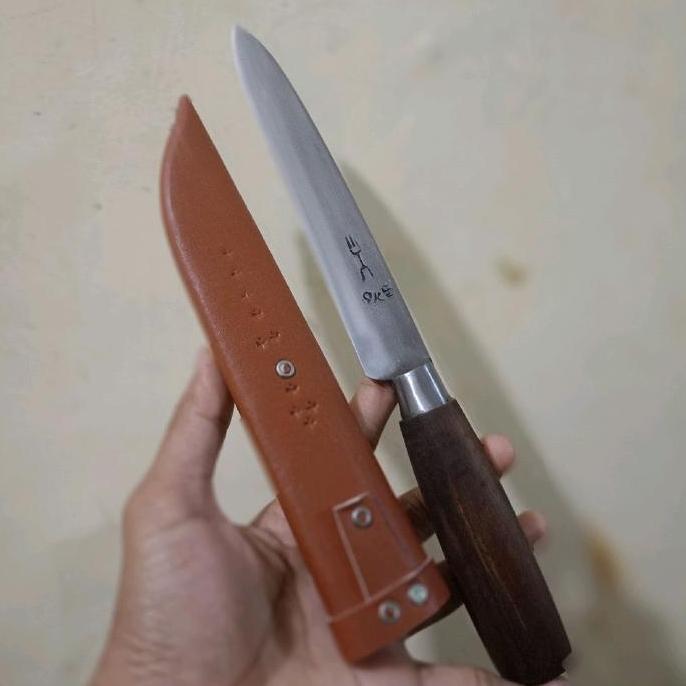 rikawanti34 - pisau cap garpu sks tipis 2 mili bahan baja gergaji free serangka asli banten kitchenw