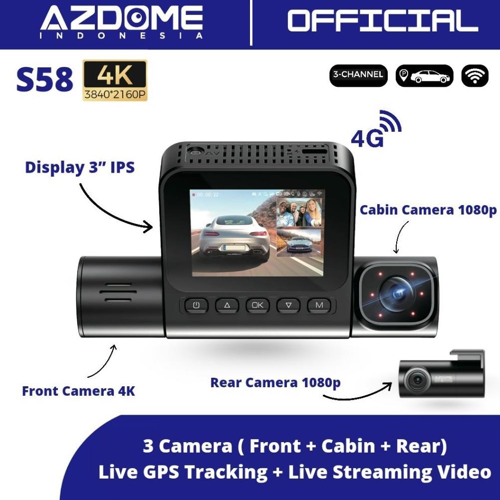 Azdome S58 3 Camera 4G Dashcam 3 Kamera Dash Cam GPS Tracker