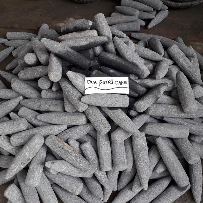 Lumpang bubut batu asli 20cm+alu TA