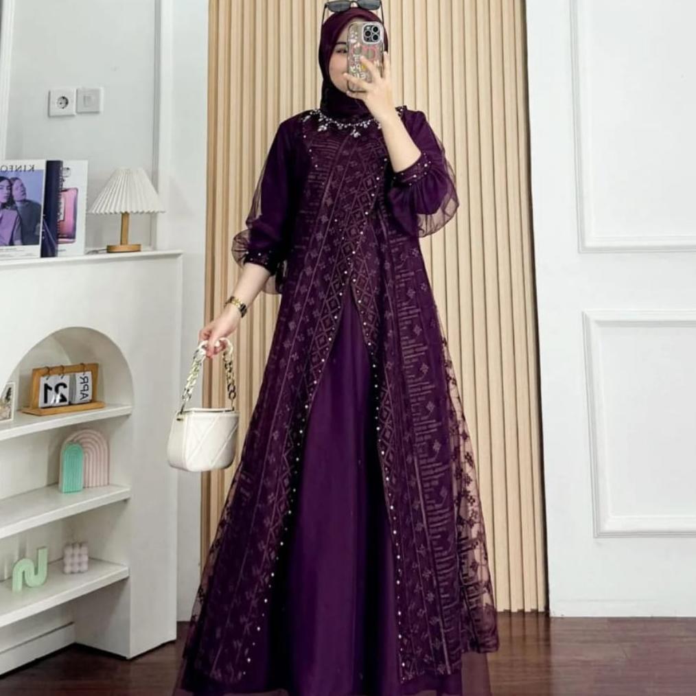 Murah Gamis Pesta Muslimah Dress Burkat Kekinian Gamis Burkat Kondangan Terbaru Gamis Mewah Payet Mu