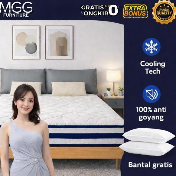 Terlaris Mgg Kasur Icemint Empuk Tebal 26Cm Springbed Single Lantai Anti Lembab Cooling Tech 100% An