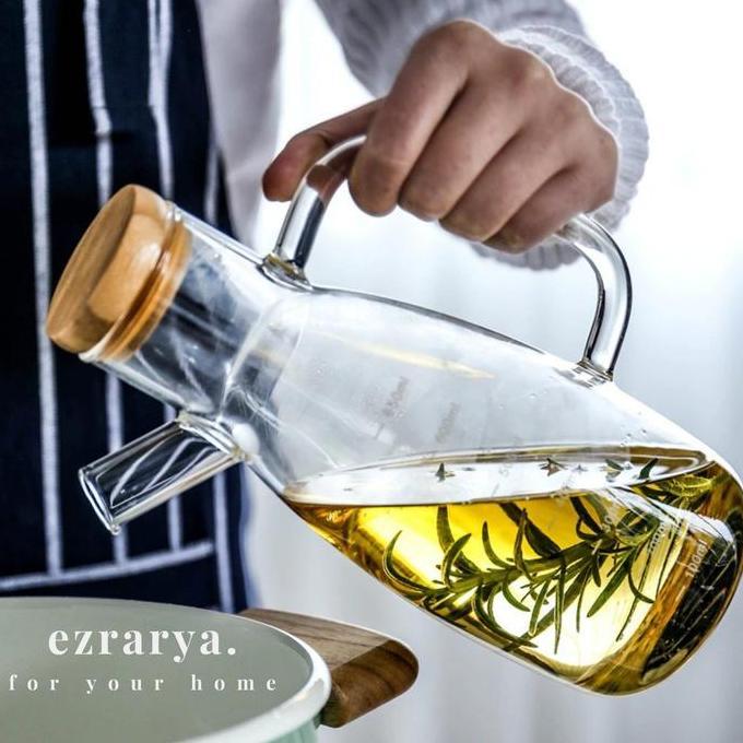 Botol Minyak Kaca Tempat Minyak Goreng Tutup Kayu Aesthetic 700 ML