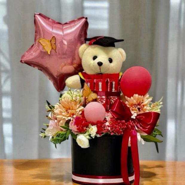 (READY 2-5 jam) Bloom Box Bunga  Buket Wisuda | Large Size box Balon Buket wisuda Buket valentine Ka