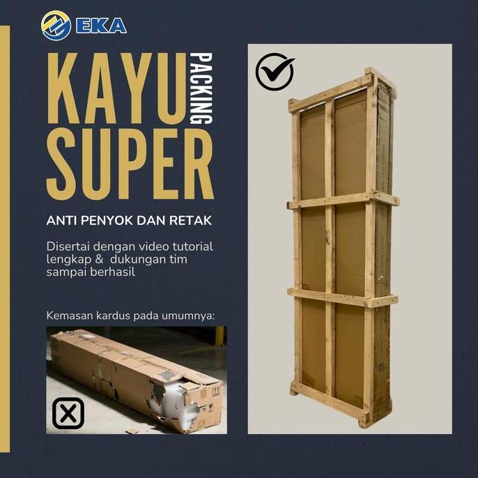 Terlaris Eka Minimalis Lemari Pakaian Besi 120Cm 3 Pintu Sliding Jumbo+1 Batang Rak Baju+1 Laci+Cerm