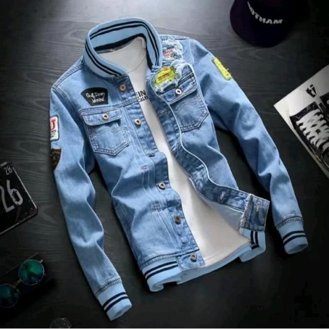 Jaket Jeans Denim Pria Motif Jaket Kekinian Pria Keren Panjang Distro