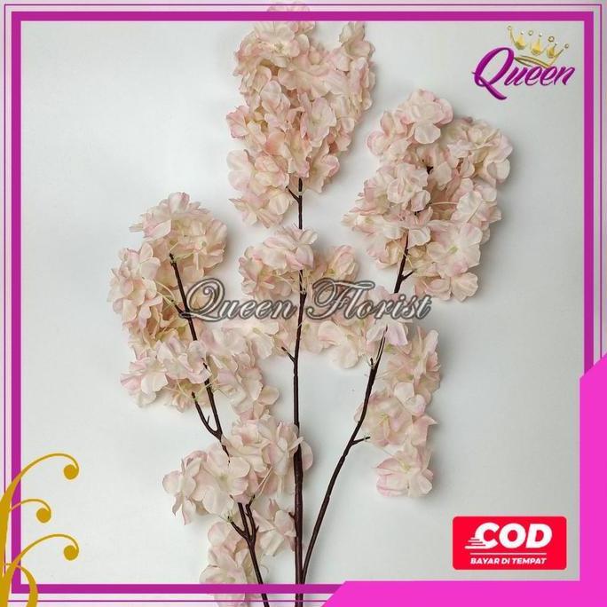 Bunga Cherry Blossom Artificial Panjang 1 Meter  - Bunga Dekorasi Sakura Plastik Mei Hua Imlek Pasti