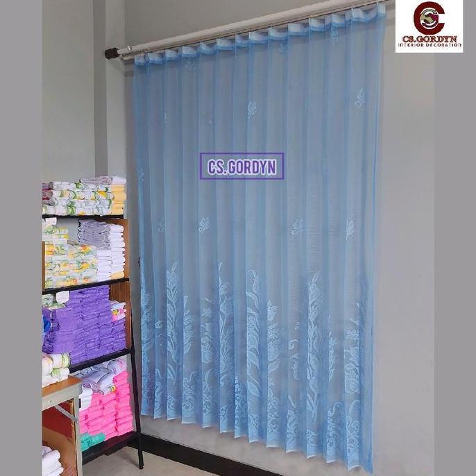 Vitrase Gorden Bunga Tulip Ungu Biru Tirai Vitrage Vitrace Selambu tile jendela minimalis