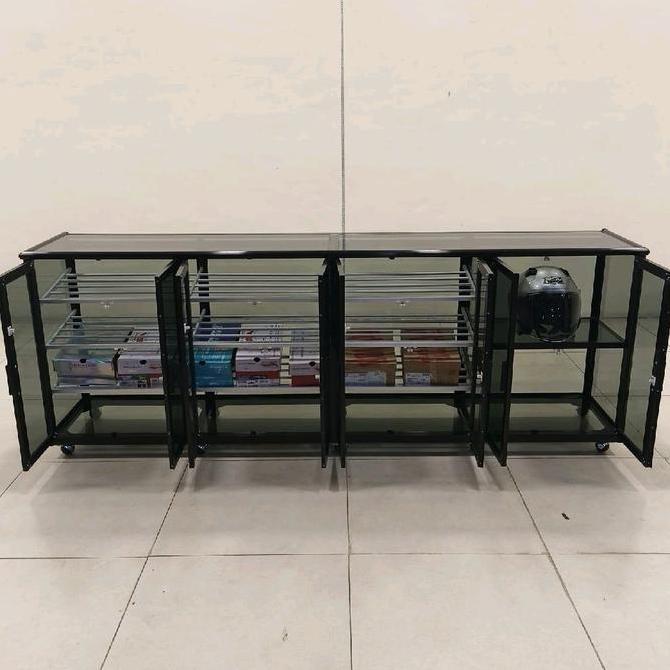 FYP TC ALUMINIUM LSH266 220X38X80 S B LEMARI RAK SEPATU HELM ALUMINUM 20U SILVER FULL KACA RIBEN 3 M