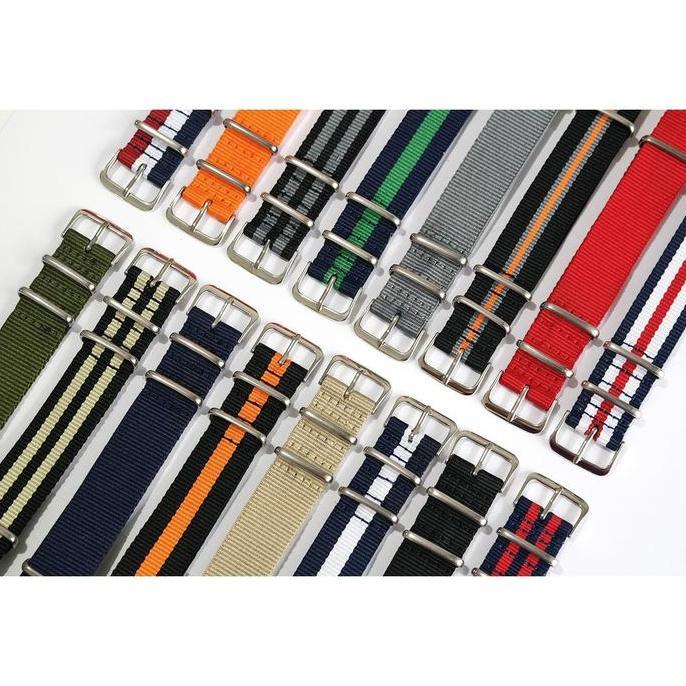 Tali Jam Tangan - Nato Nylon Strap - 22mm Black Red 5 stripes murah