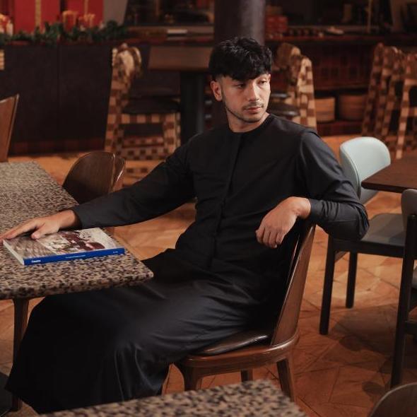 Parling Laris Bastoh Jubah Qarsya Koko Bordir Pria Lengan Panjang Warna Hitam