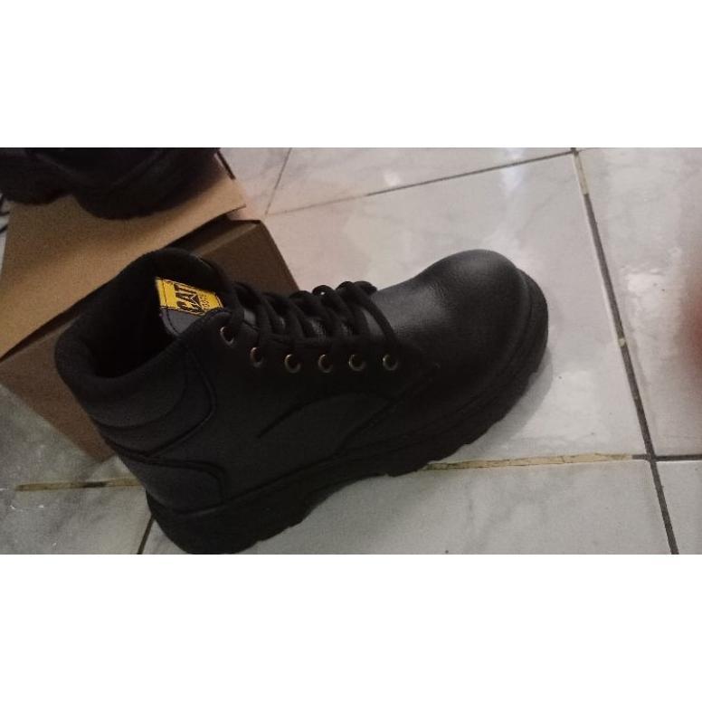 DISKON SEPATU SAFETY SEMI BOOTH UJUNG BESI SUDAH DIJAHIT SOL CATERPILLAR SEPATU KULIT SEPATU BOOTS