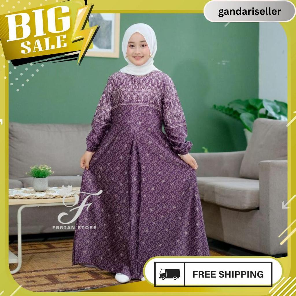Cod Baju Gamis Anak Perempuan Motif Armani Silk Premium Elegan Terbaru Seragaman Couple Keluarga Gra