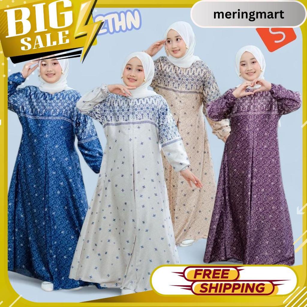Cod Baju Gamis Anak Perempuan Motif Armani Silk Premium Elegan Terbaru Seragaman Couple Keluarga Sia