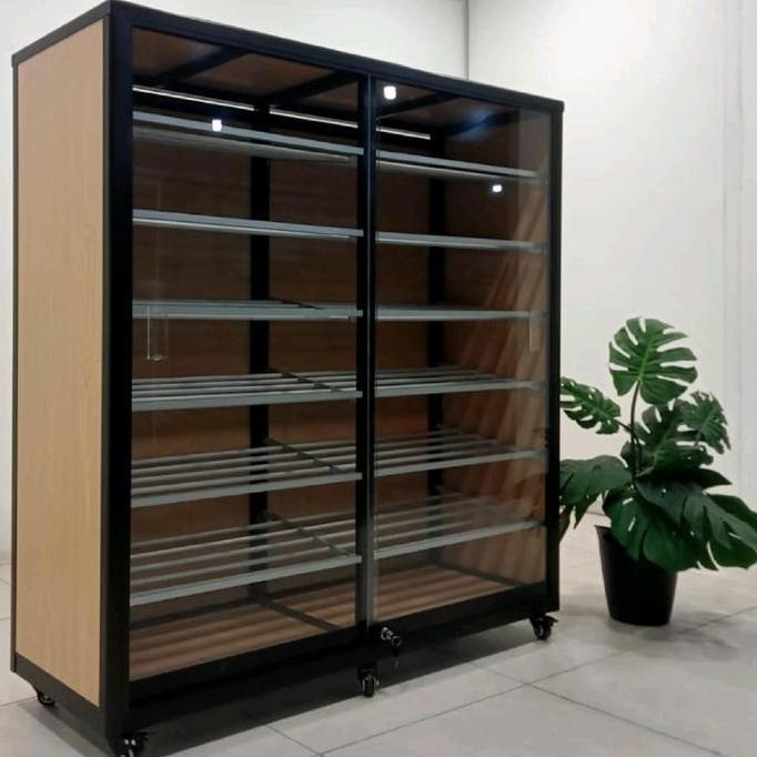 '' TC ALUMINIUM LS85 ACP 130X40X135 B LEMARI RAK SEPATU 7 SUSUN MUAT 42 PASANG SEPATU ALUMINUM TEBAL