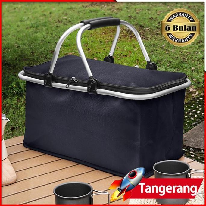 POZLAV 30L Tas Piknik Tempat Makanan Keranjang Piknik Lipat Outdoor Waterproof