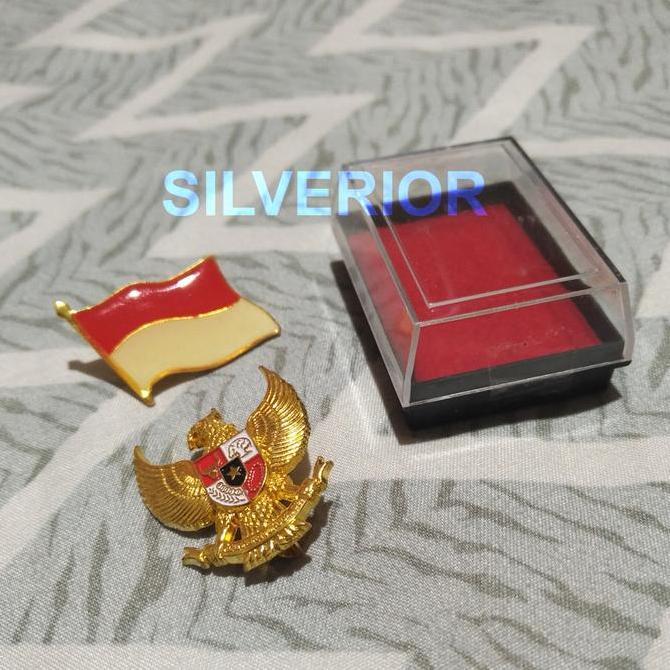 Pin Lencana Bros Logo Garuda Pancasila Merah Putih Logam Original