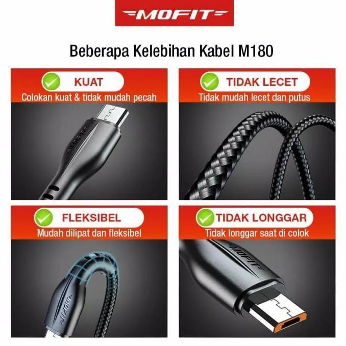 Mofit Kabel Data Fast Charging Micro USB Type C panjang 2 3 Meter