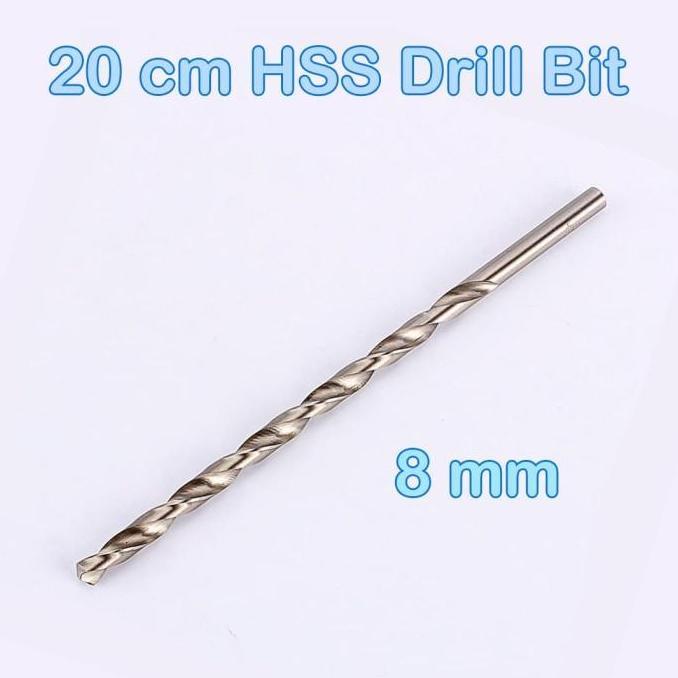 Mata bor HSS kayu besi 8 mm panjang 20 cm
